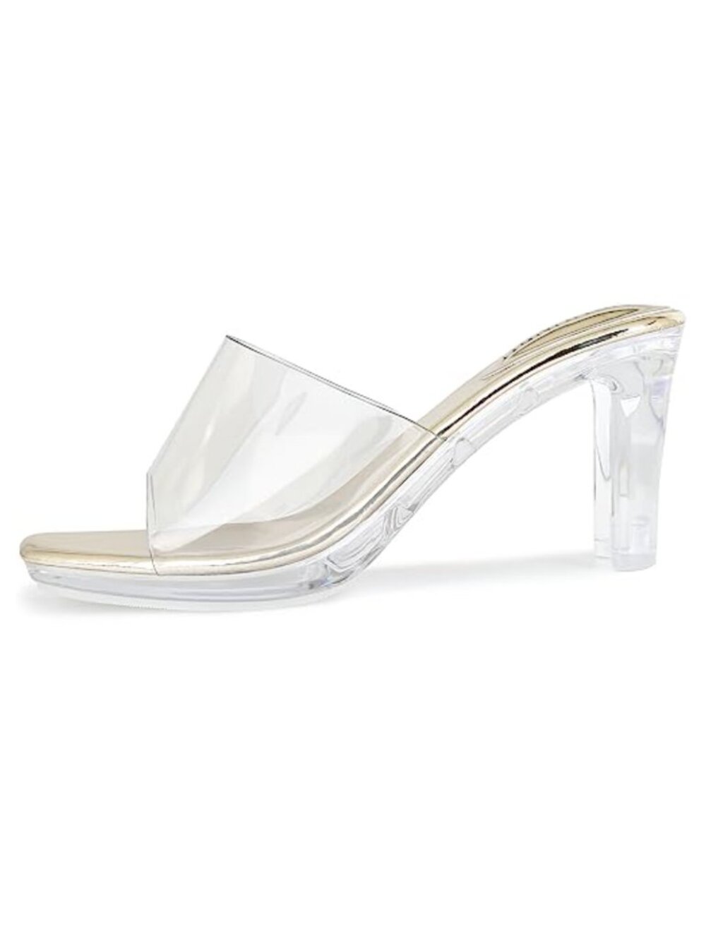 Clear Chunky Platform Heels Square Toe Block High Sandals Slip On Mules